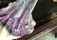 I observe slow motion of fresh tattoo skin peel.