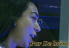 two sluts check out a giant toy together.