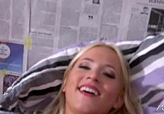 Platinum blonde babe rides a big dick with killer moves.