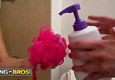 Casca Akashova asks her son's friend to wash her tits, leading to doggystyle cum.