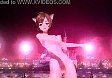 Meiko's nostalgic project diva nude mod with full nude cat costume