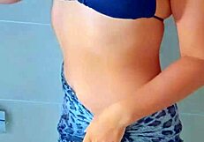 Wow, tanned latina girls shower off after beach fun!