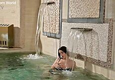 Big boobed beauty Marica Chanelle bends over for intense dp slamming at the health spa.