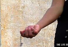 Adventurous beauty masturbates in an abandoned railroad car, how wild?