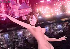 Meiko's nostalgic project diva nude mod with full nude cat costume