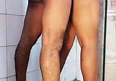 First time in bathroom with roommate.