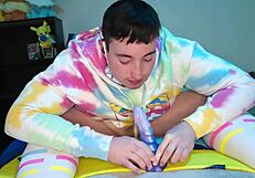 Chubby Femboy Jerks His Cock With Sounds Until He Cums