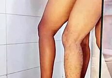 First time in bathroom with roommate.