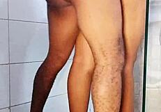 First time in bathroom with roommate.