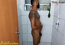 Young Guy Jerks Off in Bathroom and Cums Hard