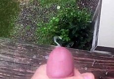 guy jerks off outdoors and cums