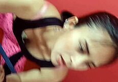 Beautiful peruvian neighbor bent over for hardcore sex in common area