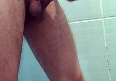 teen jerks off big cock in bath