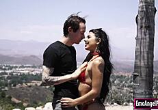 Latina ink babe fuck n cum on her tattoo with deepthroat