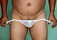 excited in white thong