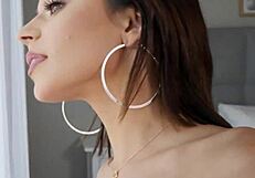 Skinny Latina Receives Blowjob and Facial in MMF Missionary Session