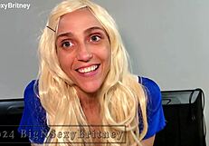 big britney licks balls in cheerleader cosplay striptease