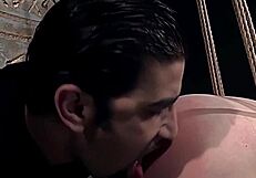 redhead milf endures strict bondage training with spanking and face fucking