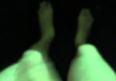 Outside at night with naked public exposure