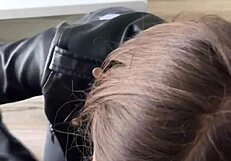 i had quick sex with this hot teen 18+ in her leather jacket - pov vertical style