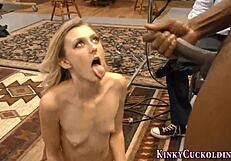 Blonde Teen Slut Submits to BBC Fucking and Blowjob.