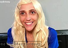 big britney licks balls in cheerleader cosplay striptease