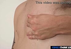 Spying On My Step-Dad Bathing In The Shower, Caught Giving Deepthroat Blowjob To Twink.