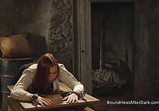 bent over lesbian slave licking madames pussy