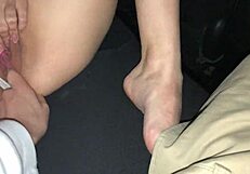 intense footjob from young teen slut in pov, wet and cute