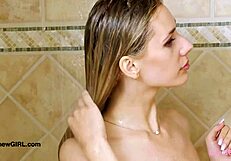 Stunning golden-haired model, just look at that shower scene!