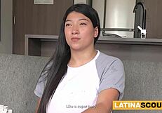 curvy latina slut gets rough deep throat at fake casting