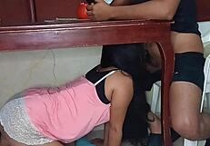 I Hid Under the Tabel and Suck His Dick Secrtly