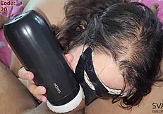 i masturbate his cock with svakom while sucking balls