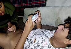 Chubby Big Tits Stepsister Bent Over for Facial During Game!