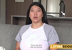curvy latina slut gets rough deep throat at fake casting