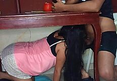 I Hid Under the Tabel and Suck His Dick Secrtly