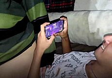 Chubby Big Tits Stepsister Bent Over for Facial During Game!