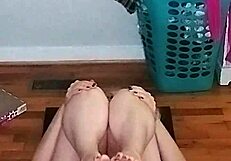 Mature woman with big tits does morning yoga