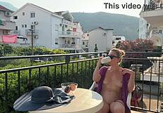 Hot blonde wife naked in public, flashing pussy?