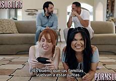 Hey, let's play all 4 of us, ya know, check the full vid at pornsuborg, I mean, it's gonna be wild with this blonde Latina milf and her big assets, right?