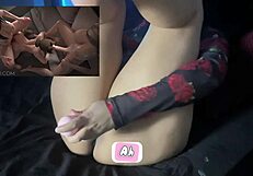 Close-Up Reaction to Futanari Threesome Animation