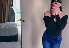 Pretty Asian Ladyboy Strips Jeans to Reveal Stunning Big Boobs in Solo