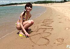 Skinny Japanese Chick Enjoys Photoshoot On The Beach