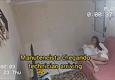 Safada Receives Technician Cum on Ass