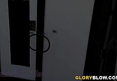 Miranda Miller Gives Blowjob and Gets Creampied at Gloryhole