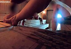 Wife Teases Strangers in Sauna with Flirty Moves on Hidden Cam