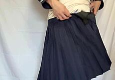 i insert a shiny anal plug into my sailor uniform while wearing sexy lingerie