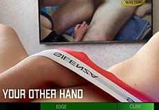 Latina babe tries not to cum in POV jerk-off challenge