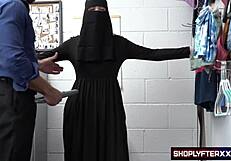 Shoplyfterxxx com - Security officer Justin Magnum confronts Delilah Day in back office over stolen underwear under hijab
