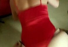 french amateur in red satin lingerie talks dirty